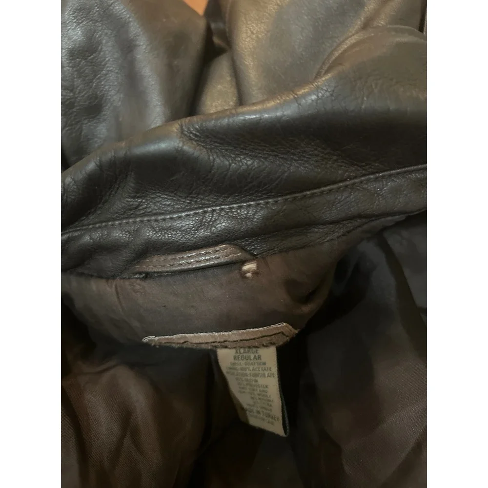 LL BEAN BROWN GOATSKIN LEATHER A-2 BOMBER FLIGHT JACKET XL PILOT AVIATOR COAT
